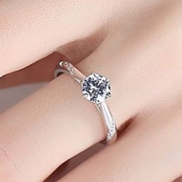 1 Carat Moissanite Solitaire Ring with 925 Sterling Silver Band - Picture 5 of 6